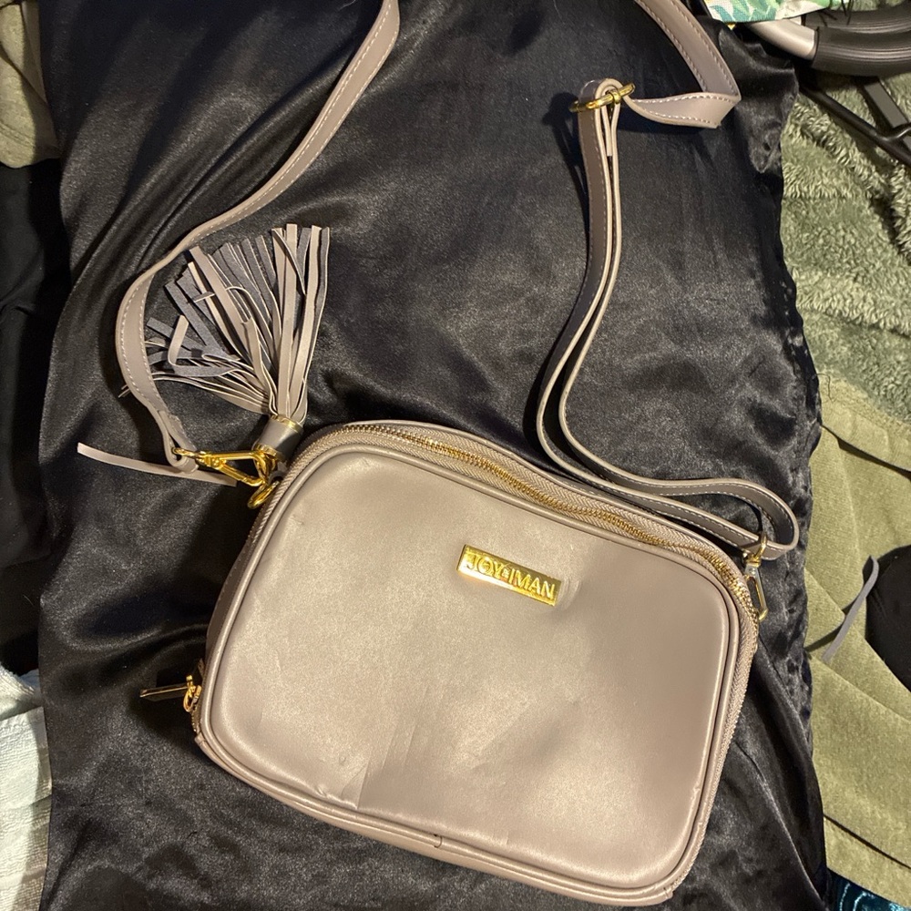 Taupe Crossbody Bag with Tassel